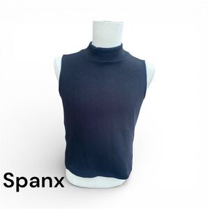 Spanx Black Sleeveless Mock Neck Top Women’s Medium Shaping Stretch Tank SZ M